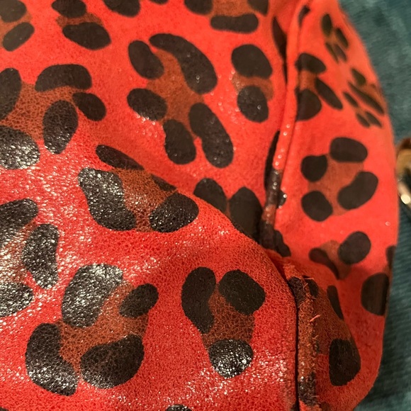 Used Maurizio Taiuti Stylish Red Leopard Print Leather Handbag - Picture 9 of 12